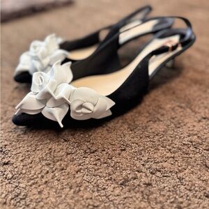 Sophia Webster Black and White Floral Heels